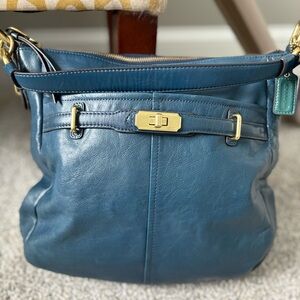 Coach Blue Leather Bag with short shoulder strap